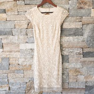 Aidan Mattox Embellished short mesh dress